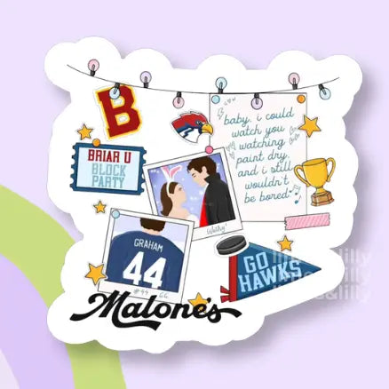 Malone’s Off Campus Hockey Romance Collage Vinyl Sticker