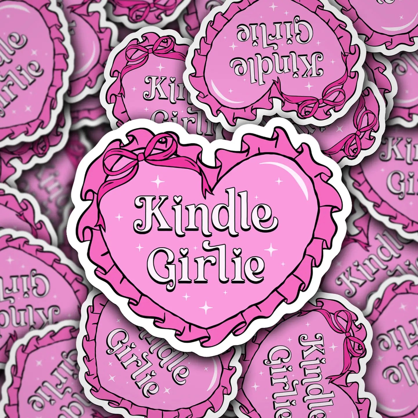 Vinyl Sticker Decal Kindle Girlie Pink Heart