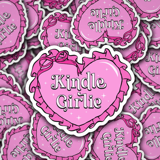 Vinyl Sticker Decal Kindle Girlie Pink Heart